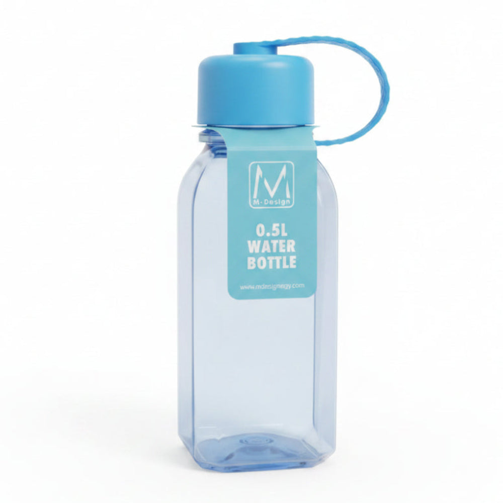 M Design Square Bottle with Strap 500ml – Blue