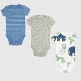 Animals Short-Sleeved Bodysuit (Pack Of 3) - Ourkids - Baby Land