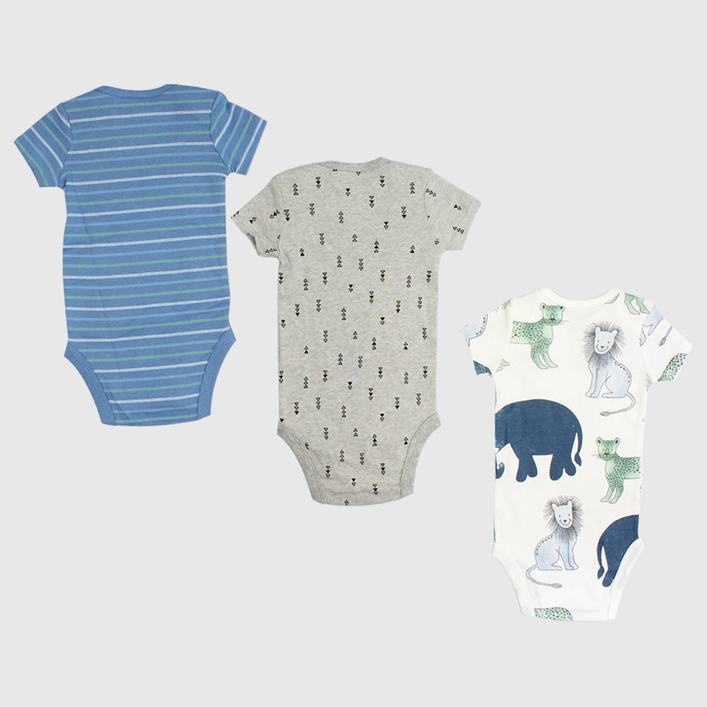 Animals Short-Sleeved Bodysuit (Pack Of 3) - Ourkids - Baby Land