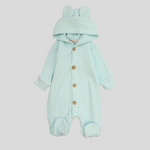 Aqua Long-Sleeved Hooded Baby Footie - Ourkids - Berceau