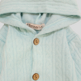 Aqua Long-Sleeved Hooded Baby Footie - Ourkids - Berceau