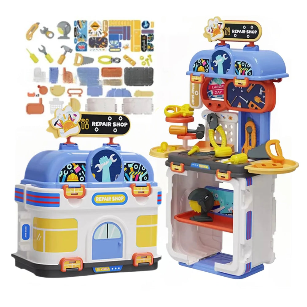 DIY Repair Shop and Tool Workbench 2-in-1 Playset – 42 Pcs