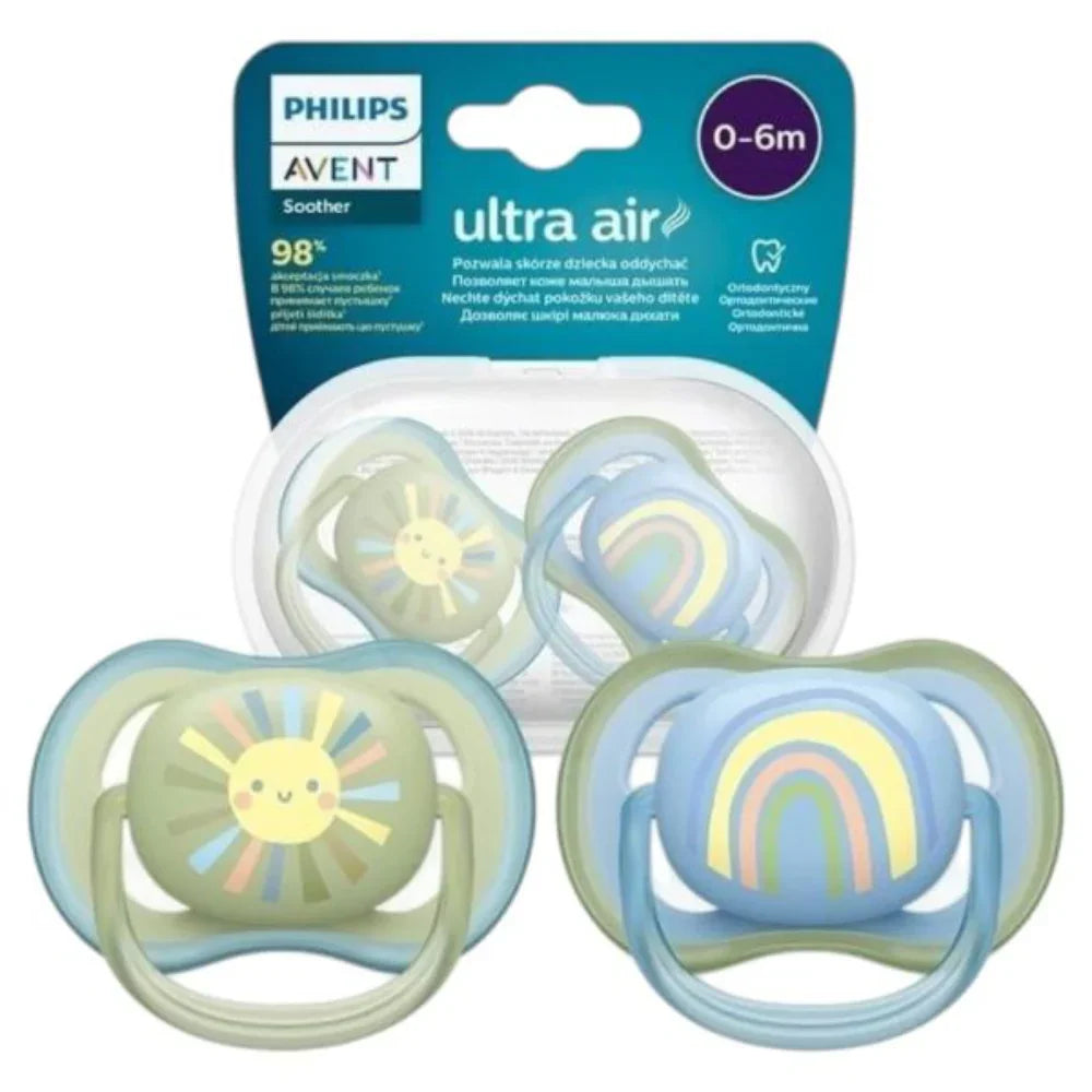 Philips Avent Ultra Air Pacifiers Sun & Rainbow (0-6m) – 2 Pcs