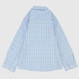 Baby Blue Checkered Long-Sleeved Shirt - Ourkids - Pompelo