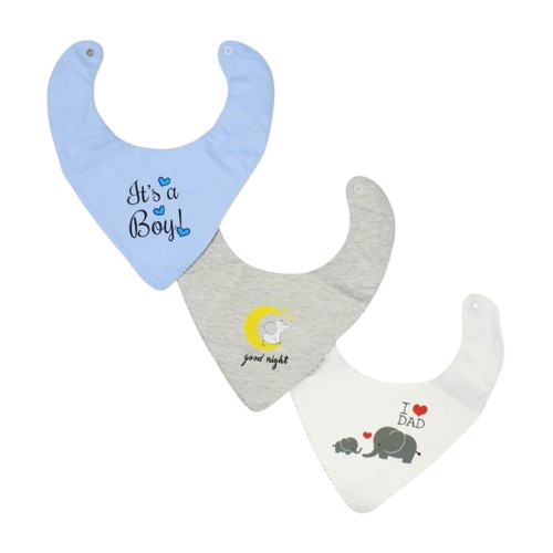 Bibs Baby Boys Cotton Bib Set – "Oh Baby, It’s a Boy" (Pack of 3, Scarf Style)
