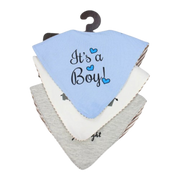 Bibs Baby Boys Cotton Bib Set – "Oh Baby, It’s a Boy" (Pack of 3, Scarf Style)