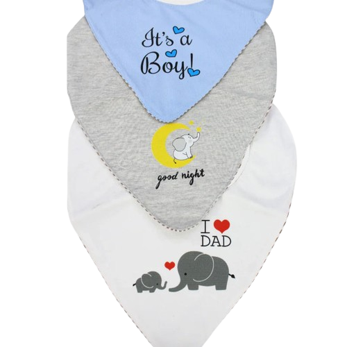 Bibs Baby Boys Cotton Bib Set – "Oh Baby, It’s a Boy" (Pack of 3, Scarf Style)
