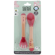 Baby Color Changing Feeding Spoon & Fork | 2 Pcs | - Ourkids - Safari Baby