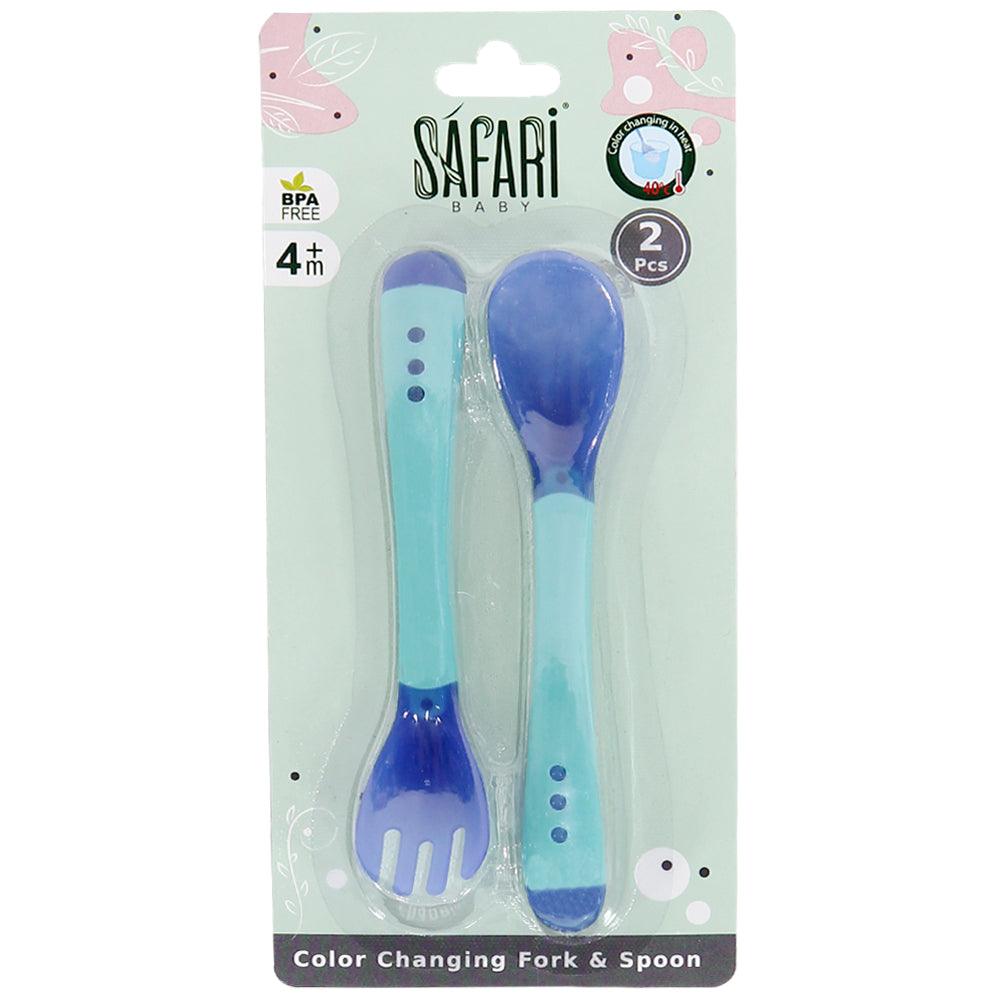 Baby Color Changing Feeding Spoon & Fork | 2 Pcs | - Ourkids - Safari Baby