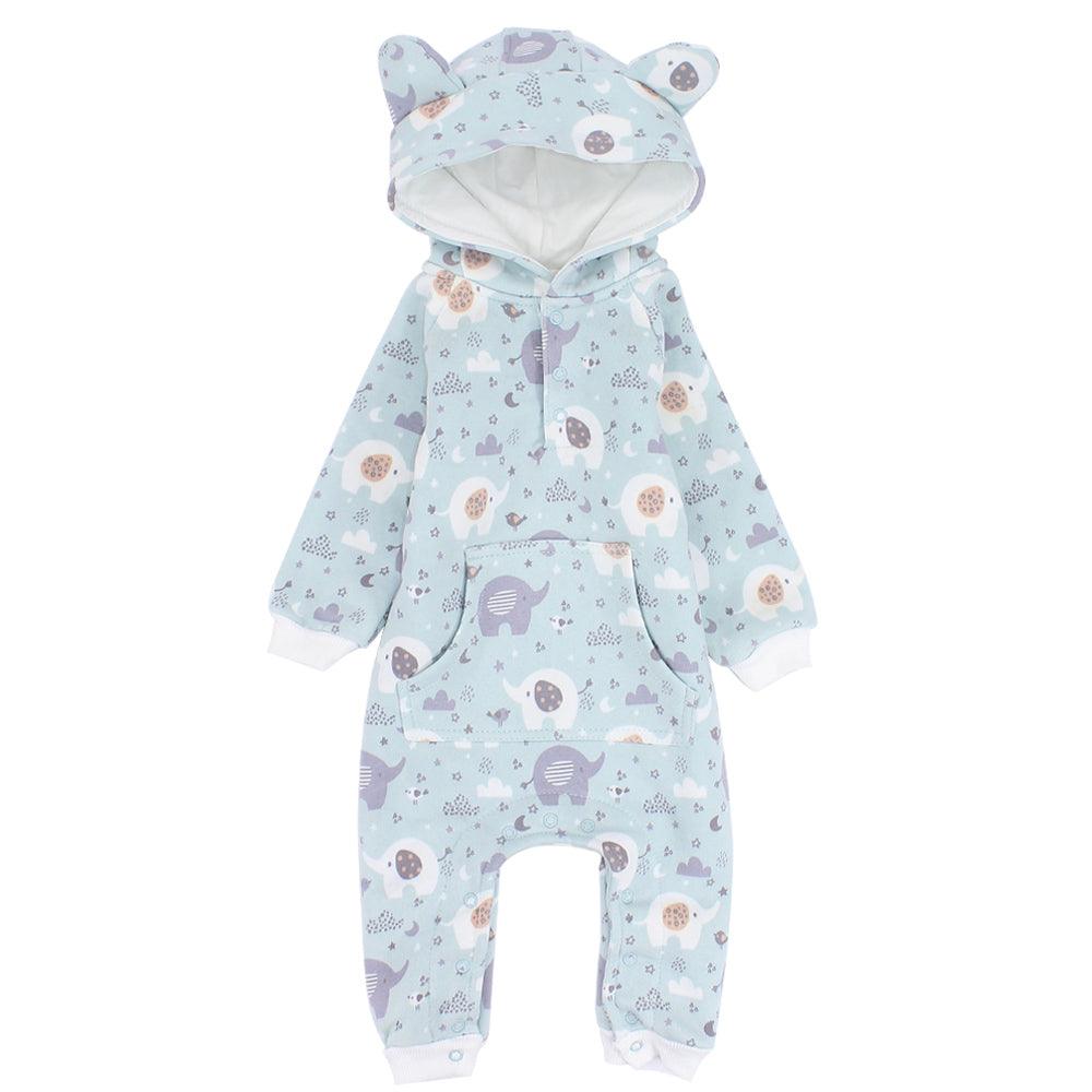 Baby Elephants Footless Hooded Onesie - Ourkids - Rosso