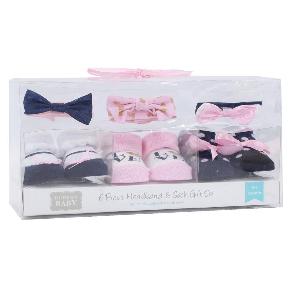 Baby Girl's Headband and Socks Giftset 0-9 M (Pack Of 6) - Ourkids - Bubble Boom