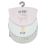 Baby Girls Cotton Bibs – Pack of 3 – "Oh Baby, It’s a Girl