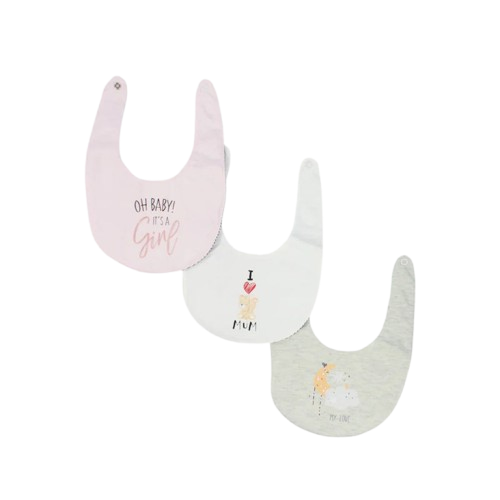 Baby Girls Cotton Bibs – Pack of 3 – "Oh Baby, It’s a Girl