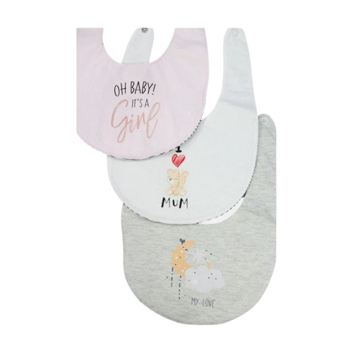 Baby Girls Cotton Bibs – Pack of 3 – "Oh Baby, It’s a Girl