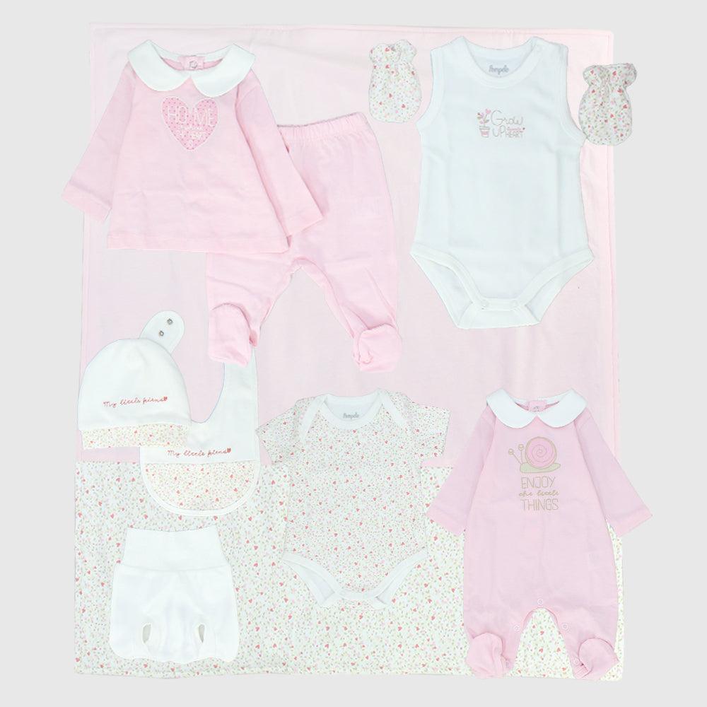 Baby Pink 9-Piece Baby Layette Set - Ourkids - Pompelo