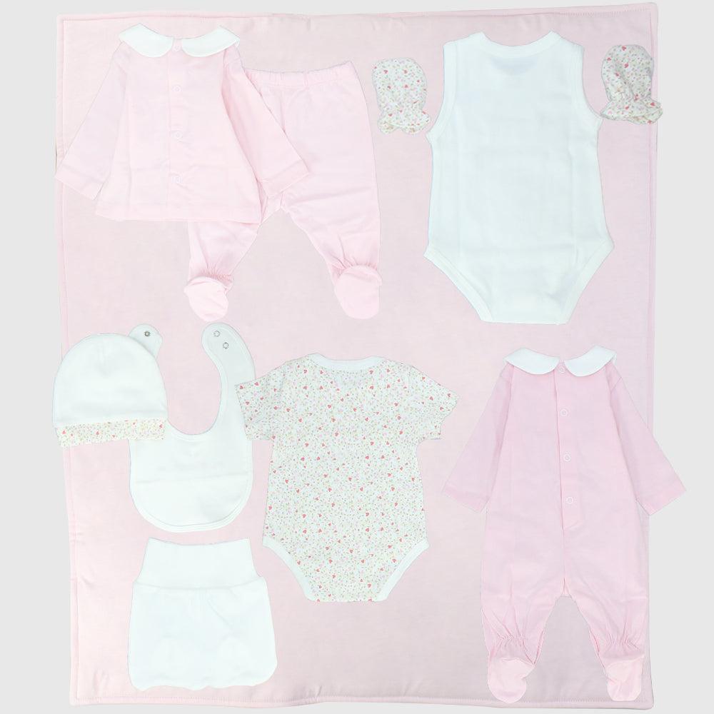 Baby Pink 9-Piece Baby Layette Set - Ourkids - Pompelo