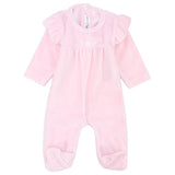 Baby Pink Velvet Baby Footie - Ourkids - Ourkids