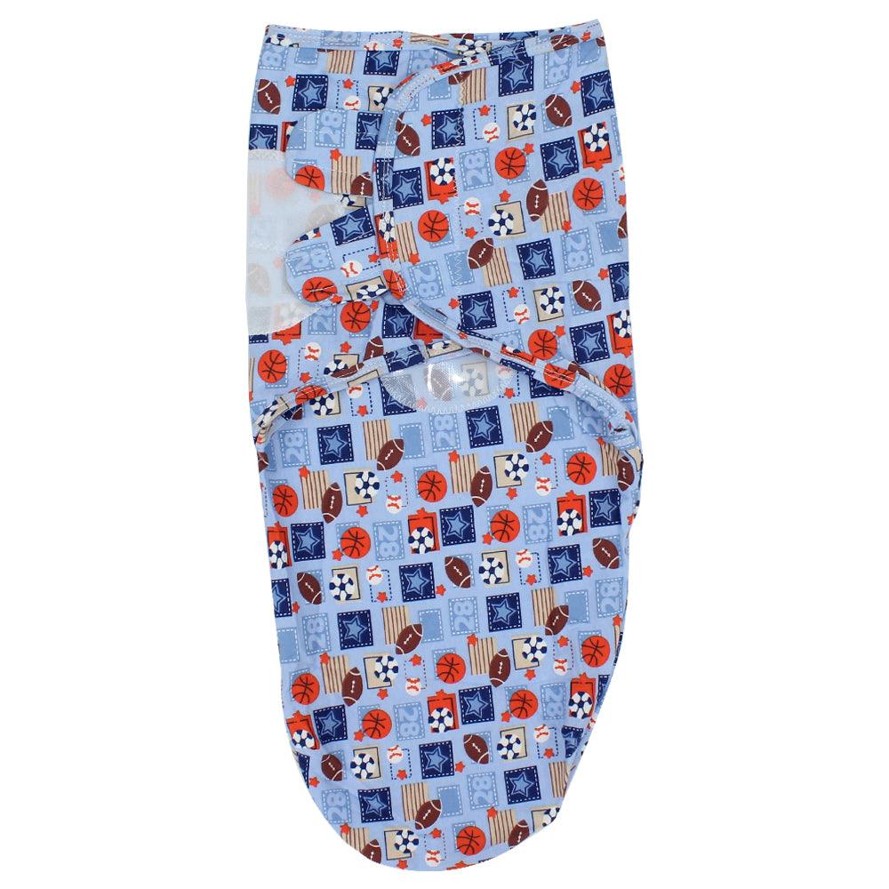 Baby Swaddle (Blue With Sports Balls) - Ourkids - Bella Bambino