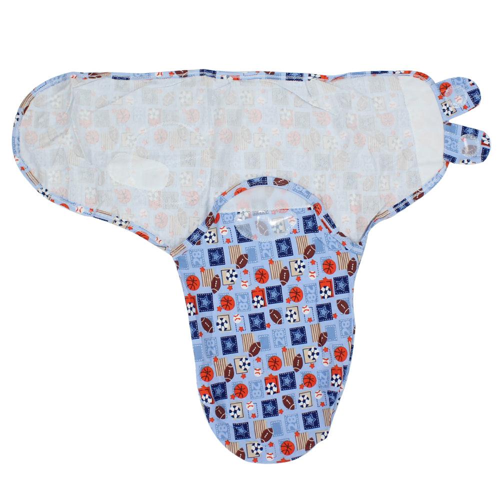 Baby Swaddle (Blue With Sports Balls) - Ourkids - Bella Bambino