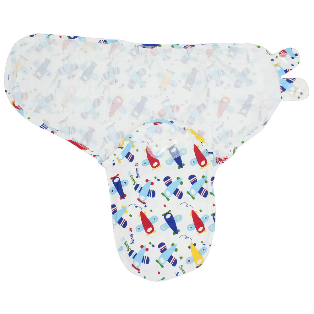 Baby Swaddle (White With Airplanes) - Ourkids - Bella Bambino