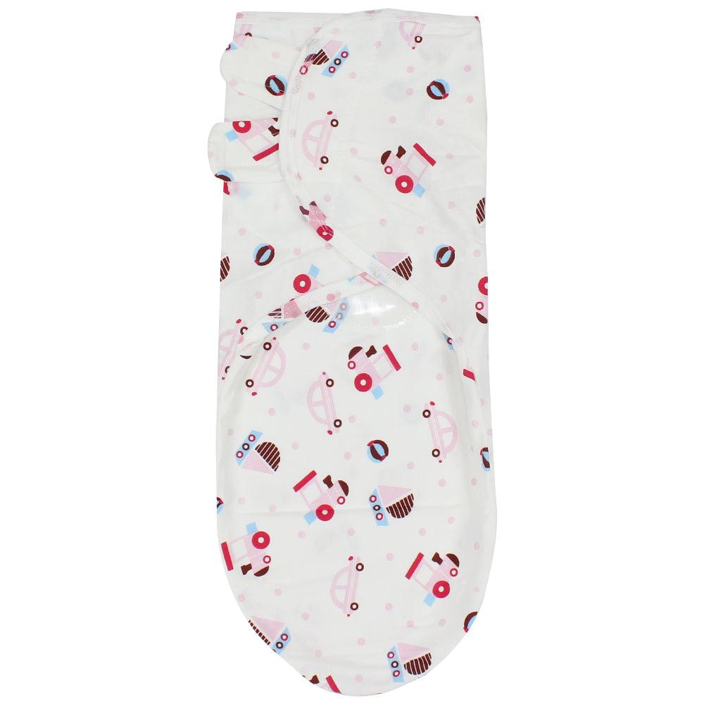 Baby Swaddle (White With Cars) - Ourkids - Bella Bambino