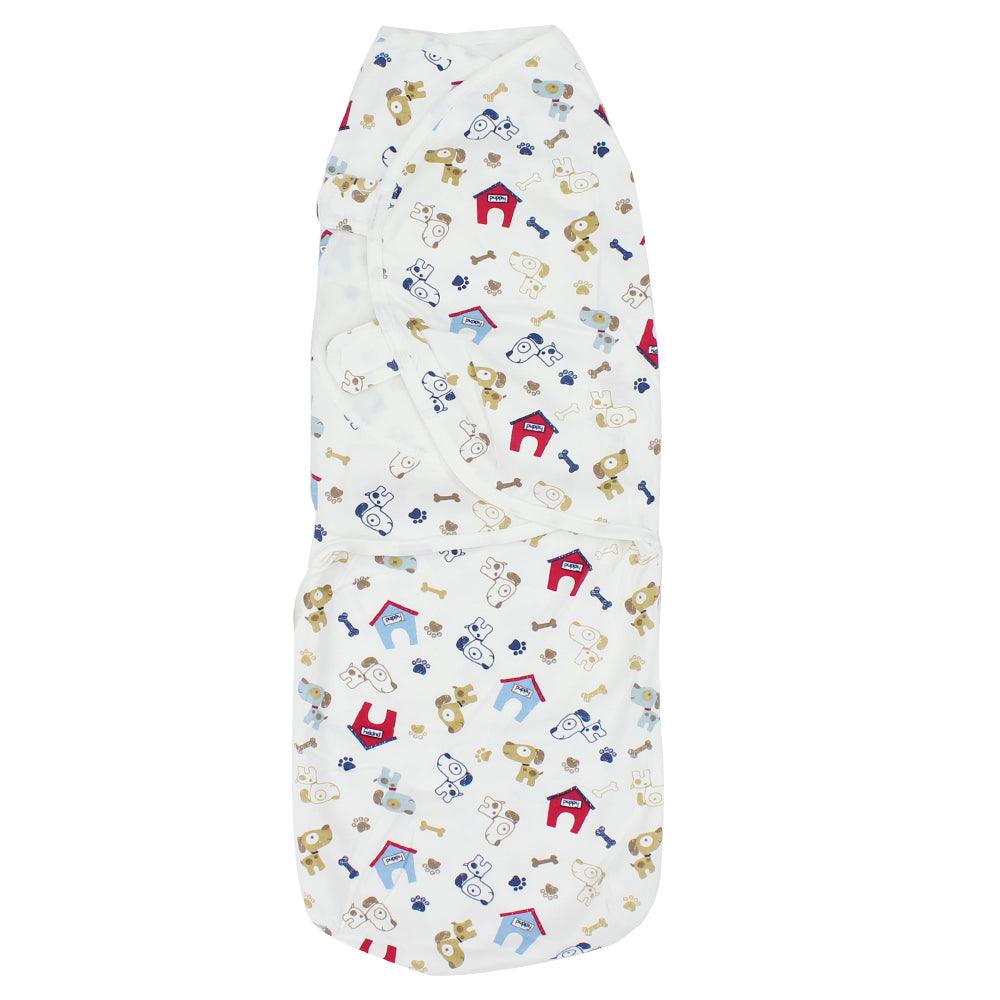 Baby Swaddle (White With Dogs) - Ourkids - Bella Bambino