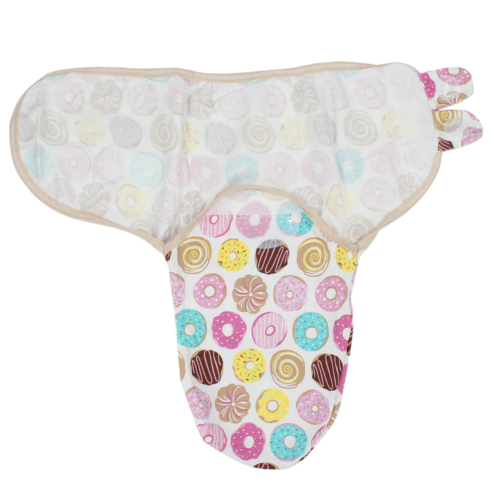 Baby Swaddle (White With Doughnuts) - Ourkids - Bella Bambino