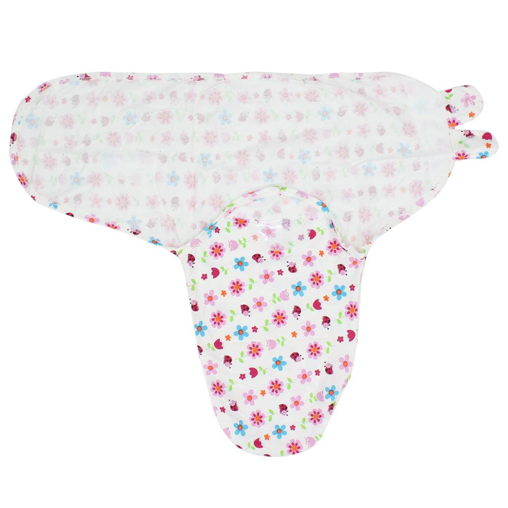 Baby Swaddle (White With Flowers) - Ourkids - Bella Bambino