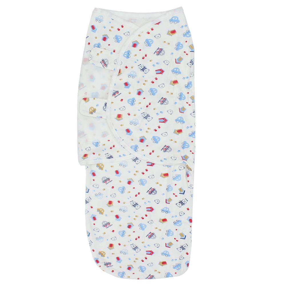 Baby Swaddle (White With Kiddy Designs) - Ourkids - Bella Bambino