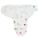 Baby Swaddle (White With Kiddy Designs) - Ourkids - Bella Bambino