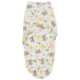 Baby Swaddle (White With Monkeys & Elephants) - Ourkids - Bella Bambino