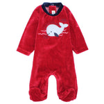 Baby Whale Velvet Baby Footie - Ourkids - Ourkids