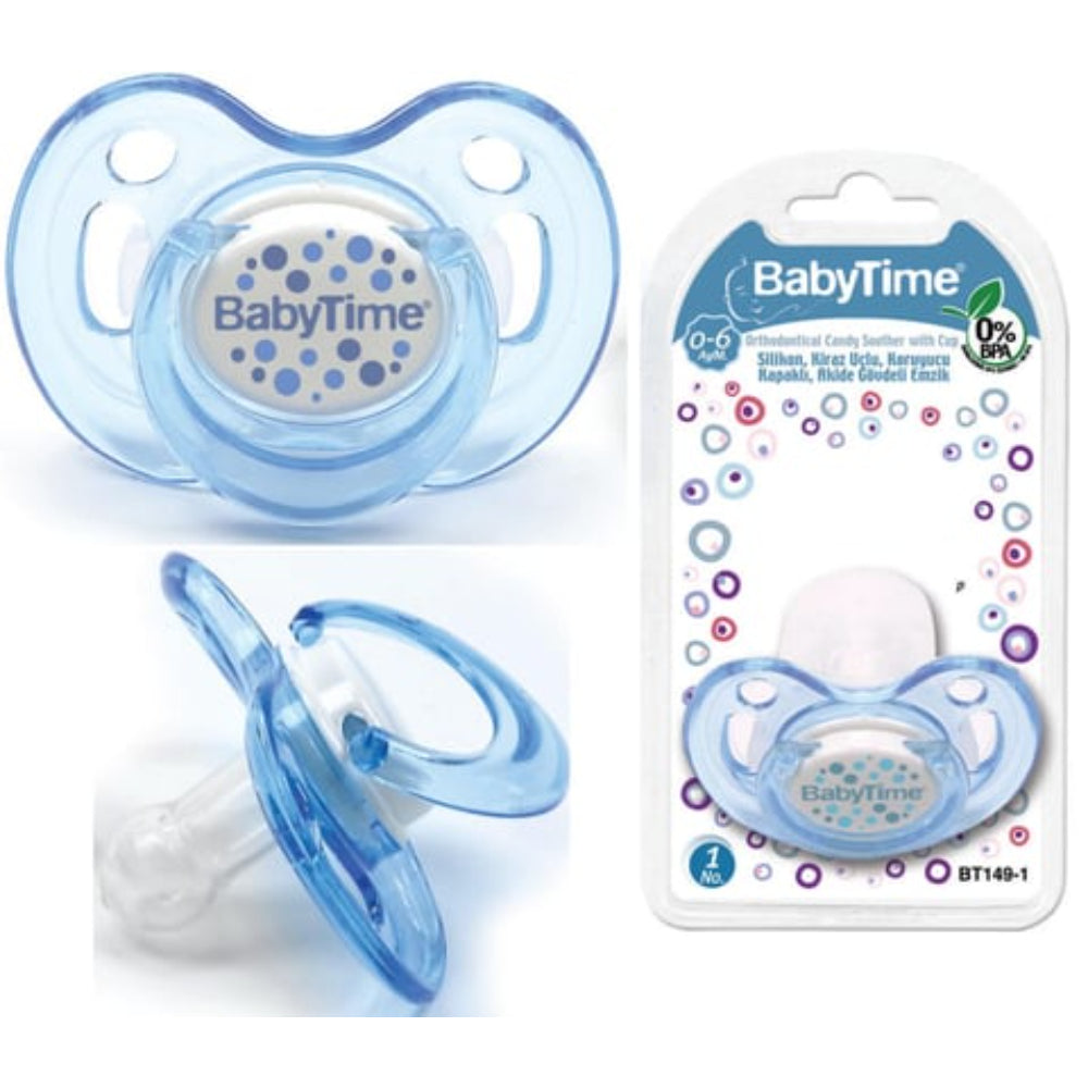 Baby Time Silicone Round Soother with Cap