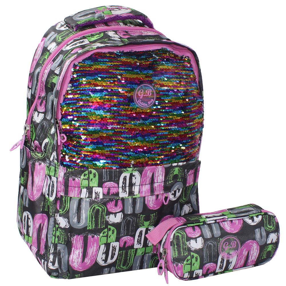 Backpack 18-Inch + Pencil Pouch (Sequins) - Ourkids - Golden Bag