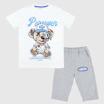 Baseball Bear Short-Sleeved Pajama - Ourkids - Rosso