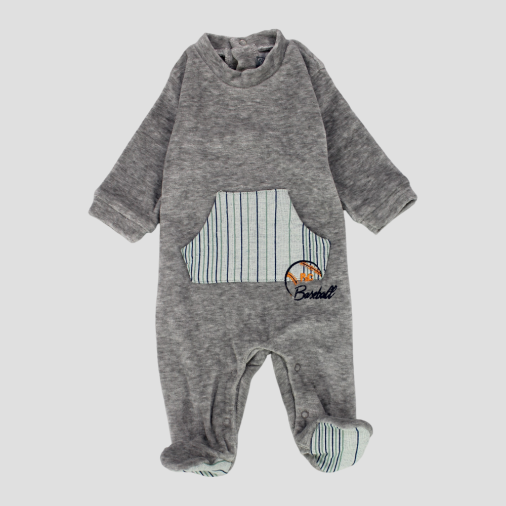 Baseball Long-Sleeved Baby Footie - Ourkids - Pompelo