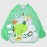 Baseball Playing Dino Long-Sleeved Bib - Ourkids - Bella Bambino