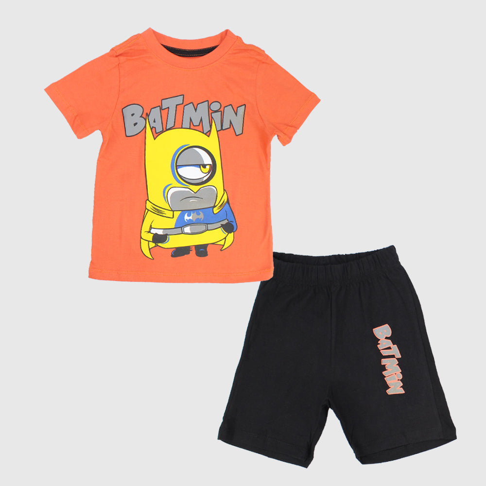 Batmin Short-Sleeved Pajama - Ourkids - Rosso