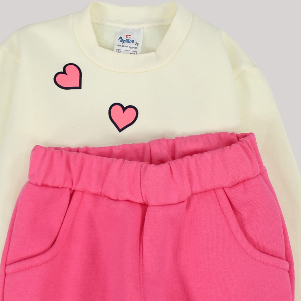 Bear & Hearts Long-Sleeved Fleeced Pajama - Ourkids - Papillion