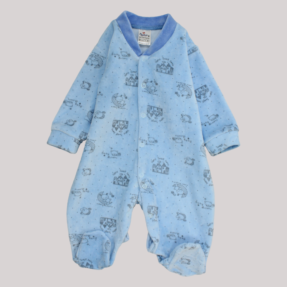 Bear & House Long-Sleeved Baby Footie - Ourkids - Papillion