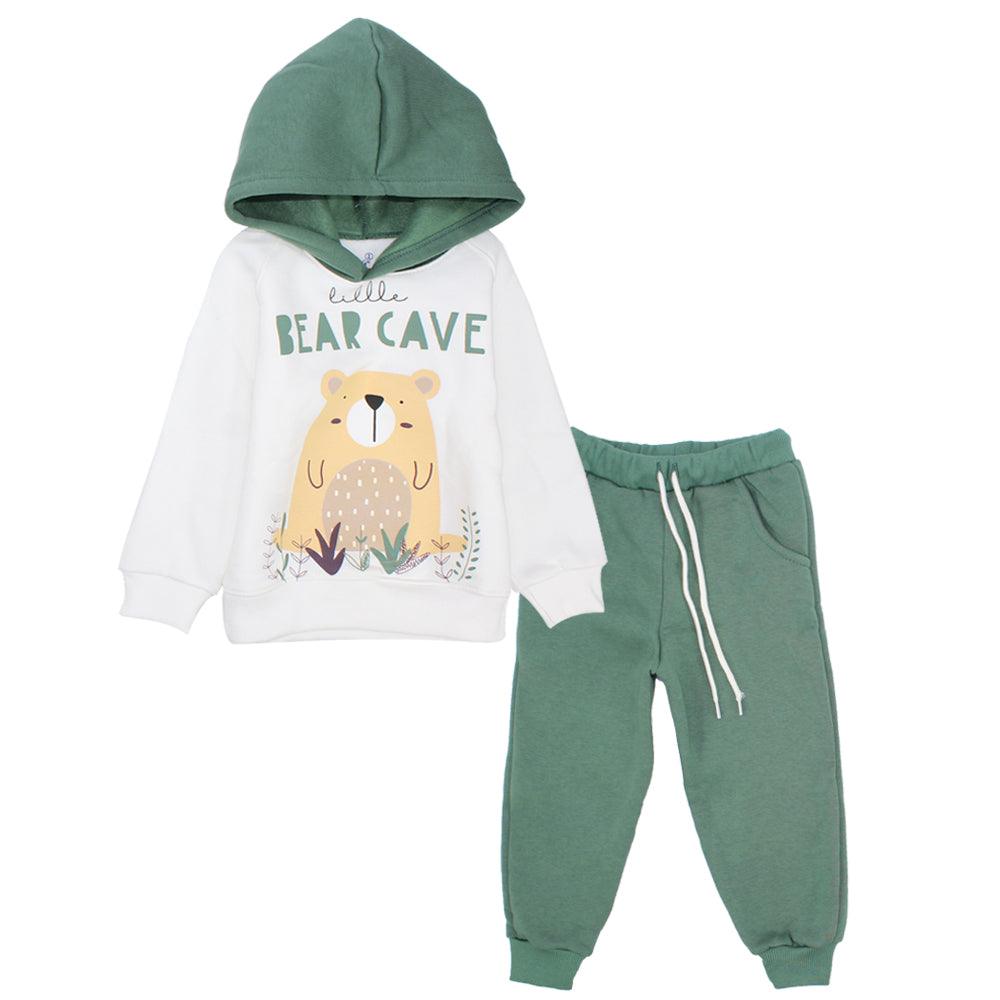 Bear Cave Long-Sleeved Fleeced Hooded Pajama - Ourkids - JOKY