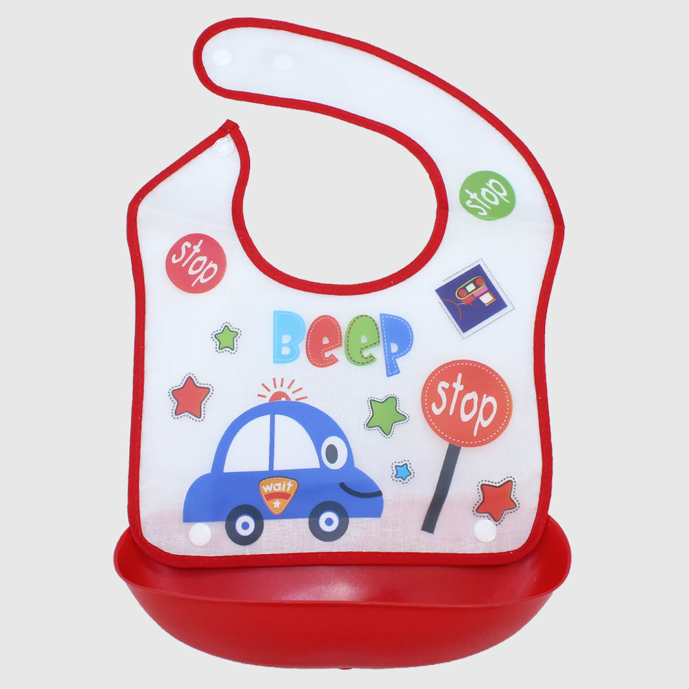 Beep Beep Bib With Silicone Pocket - Ourkids - OKO