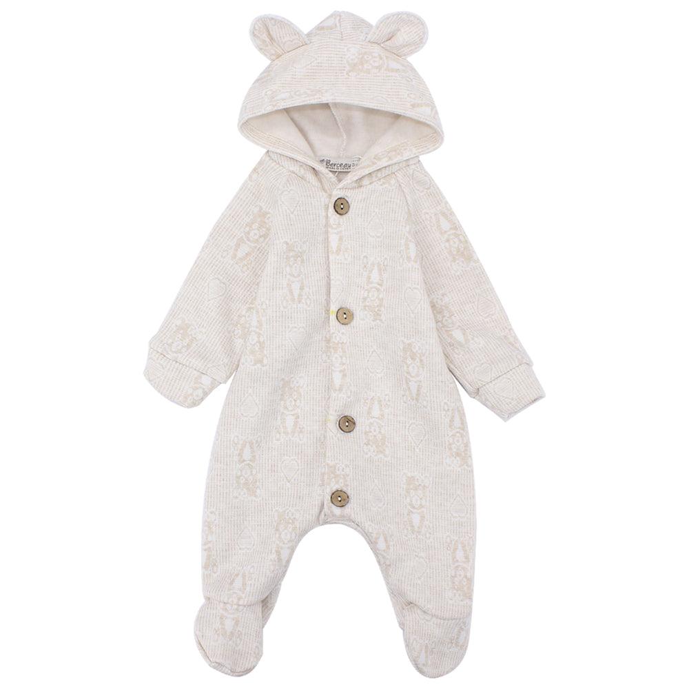 Beige Long-Sleeved Hooded Baby Footie - Ourkids - Berceau