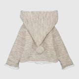 Beige Long-Sleeved Hooded Knit Jacket - Ourkids - Playmore