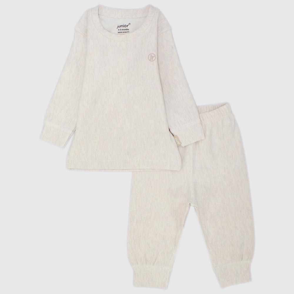 Beige Long-Sleeved Thermal Underwear Set - Ourkids - Junior