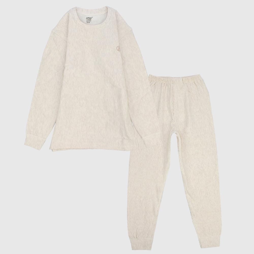 Beige Long-Sleeved Thermal Underwear Set - Ourkids - Junior