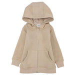 Beige Long-Sleeved Zip-Up Hoodie - Ourkids - Ourkids