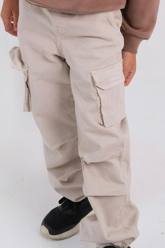 Beige Parachute Cargo Pants - Ourkids - Playmore