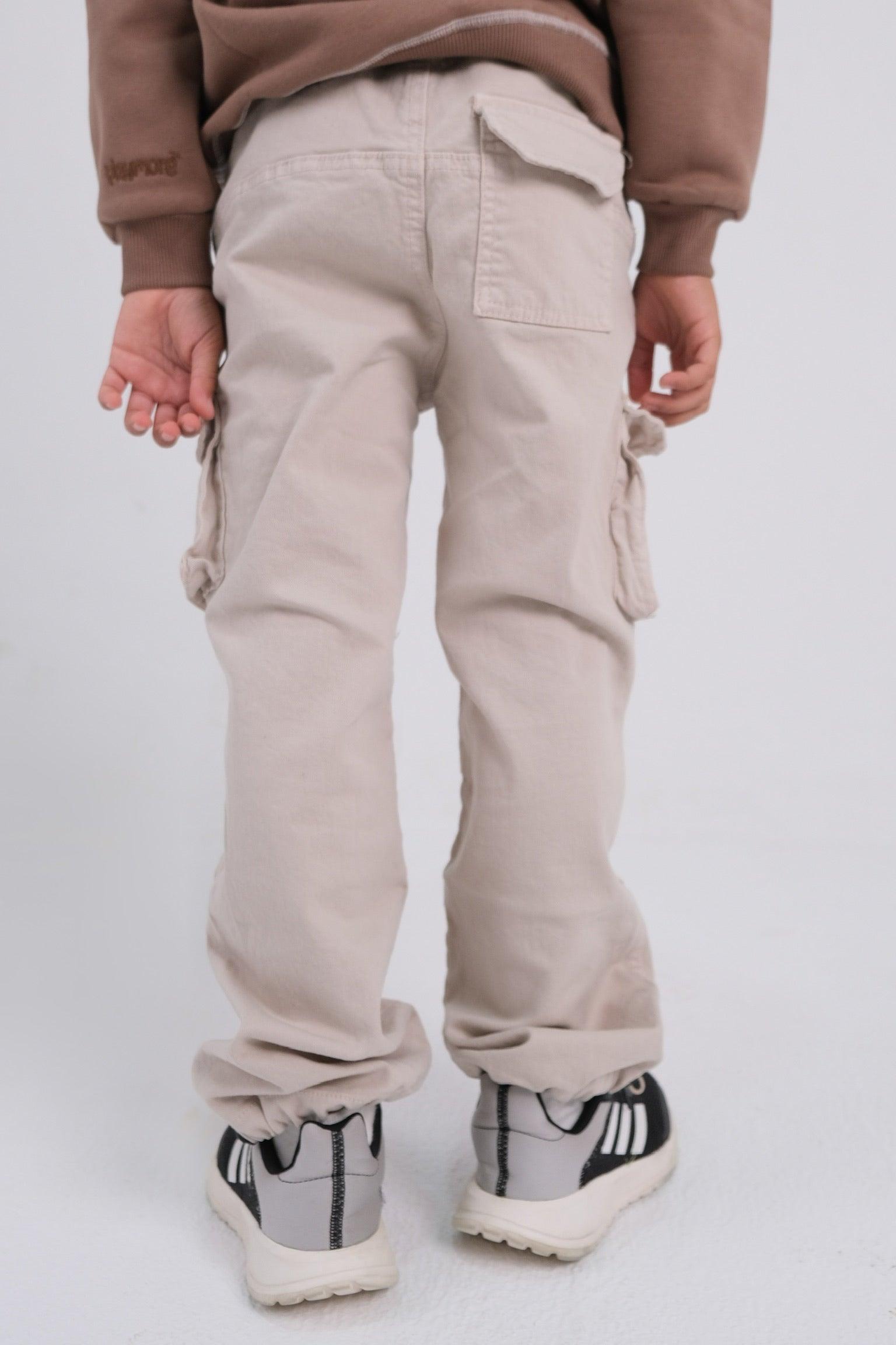 Beige Parachute Cargo Pants - Ourkids - Playmore