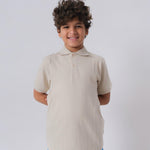 Beige Short-Sleeved Polo Shirt - Ourkids - Ourkids